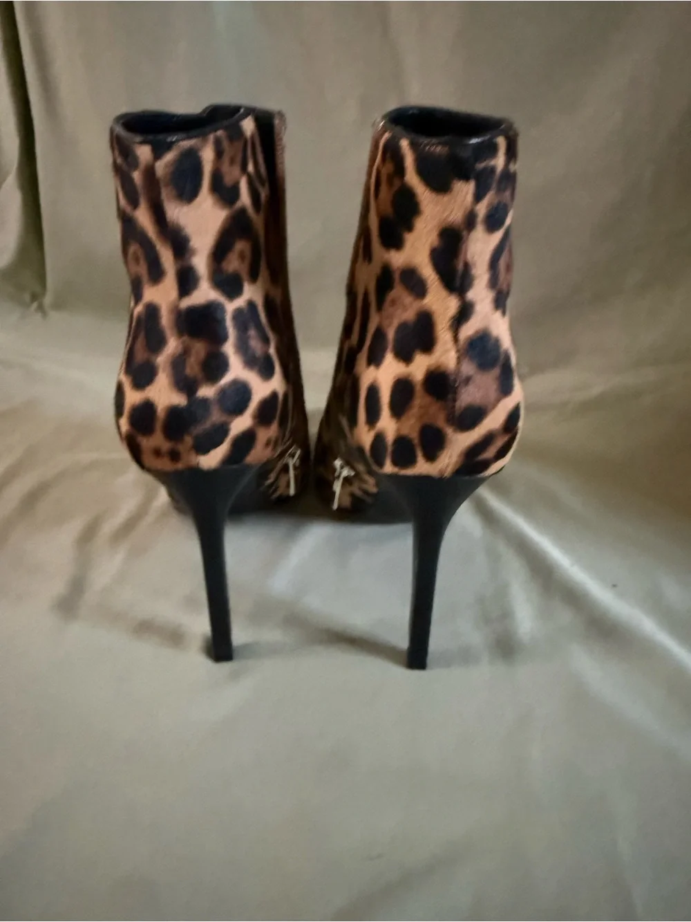 Nine West Leopard Print Pointed Toe Ankle Boots - Brown/Black